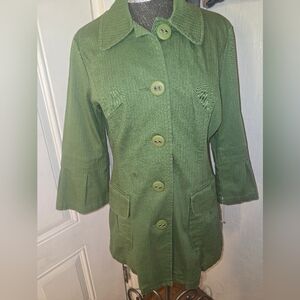 Elegant Olive Button-Front Trench Coat